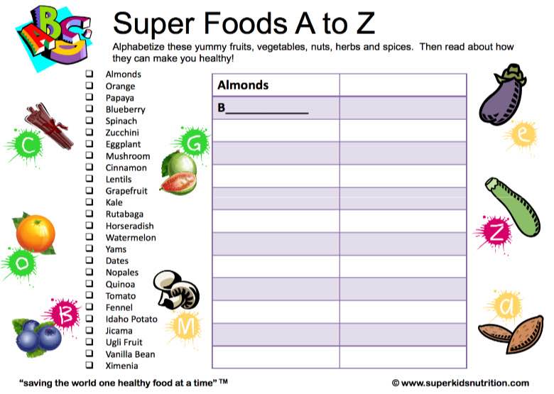 Super Foods A Z SuperKids Nutrition